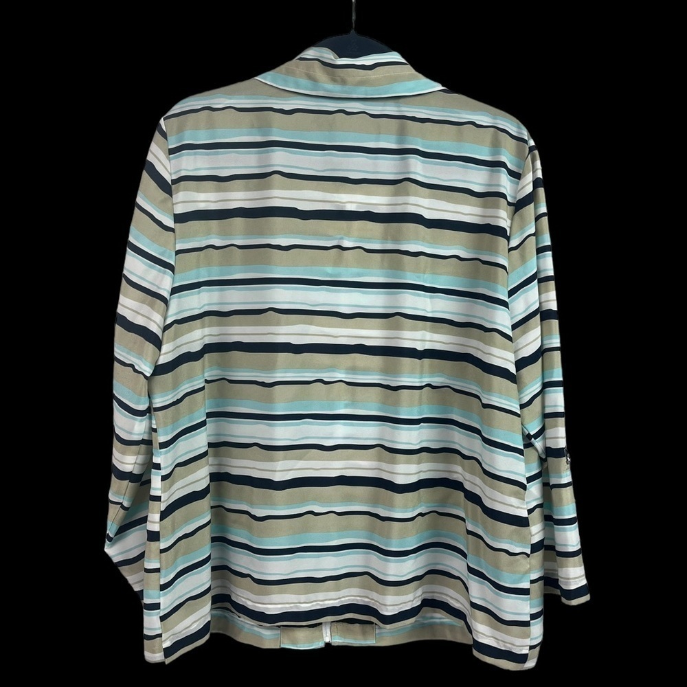 Chicos Womens Lightweight Jacket Cover Up Full Zip Stipe Polyester Size 3 - Picture 2 of 10